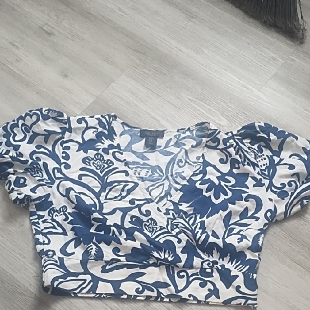 RACHEL Rachel Roy Blue and White Floral Blouse